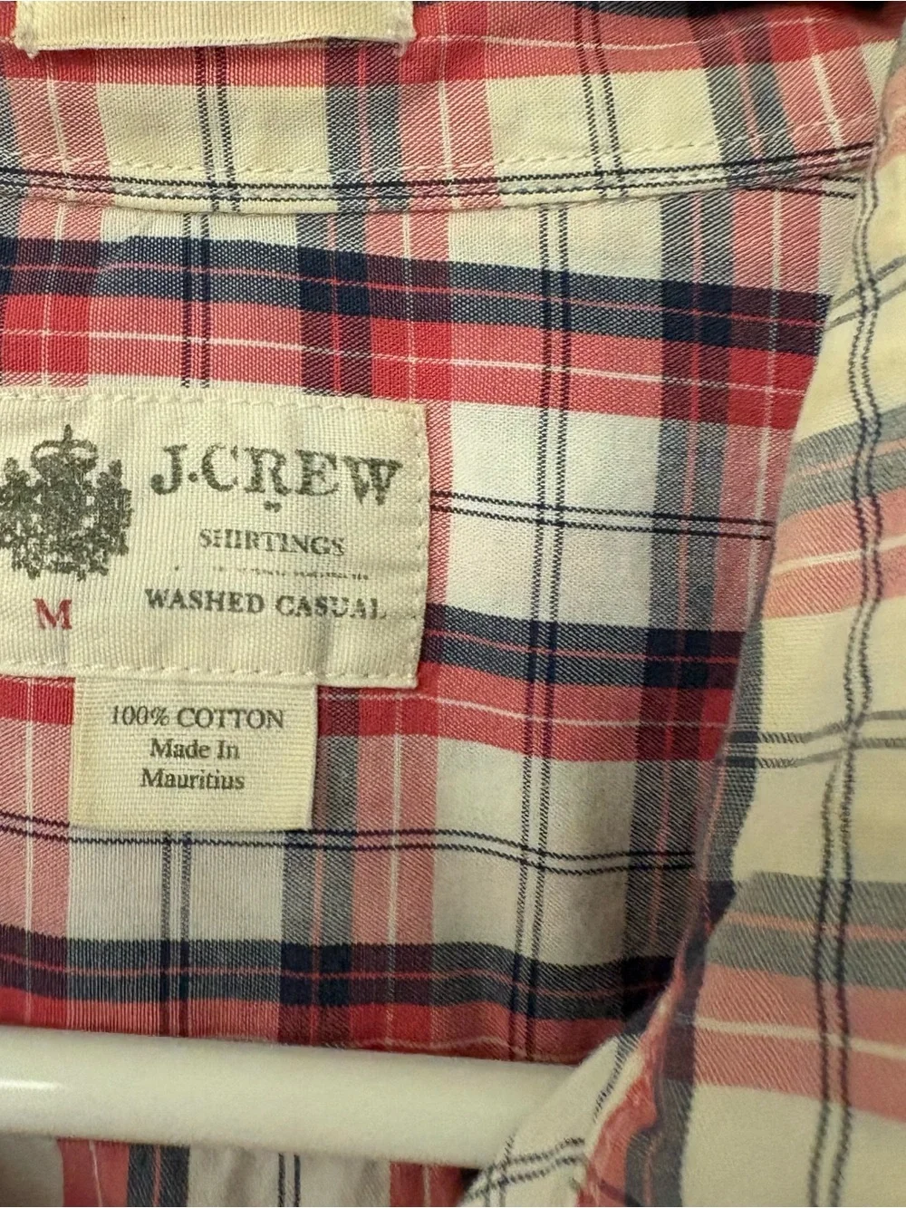 J. Crew Men’s Red and Navy Plaid Button-Down Shirt